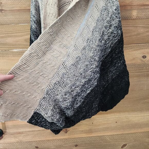 Chico's multi color block sleeve open front cardigan tan black womens size M / L - Picture 3 of 7